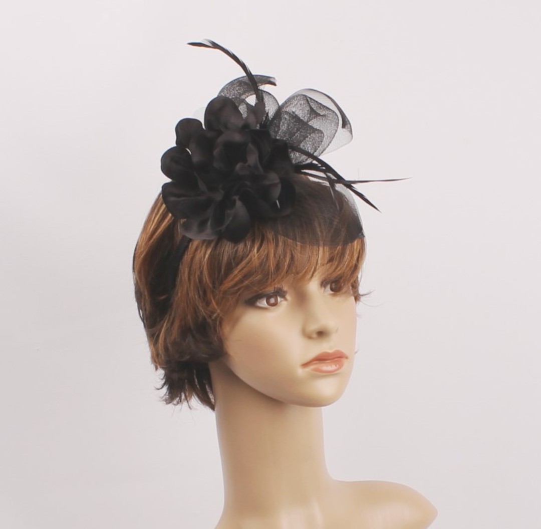  Headband fascinater w flower black STYLE: HS/4680/BLK image 0